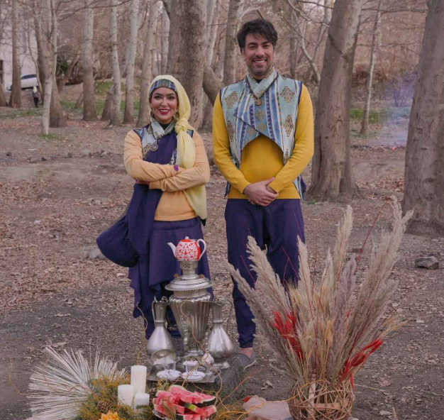 سفره هفت سین زیبای فریبا طالبی در دل طبیعت + عکس سفره هفت سین زیبای فریبا طالبی در دل طبیعت + عکس