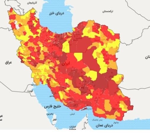 نقشه رنگبندی کرونا