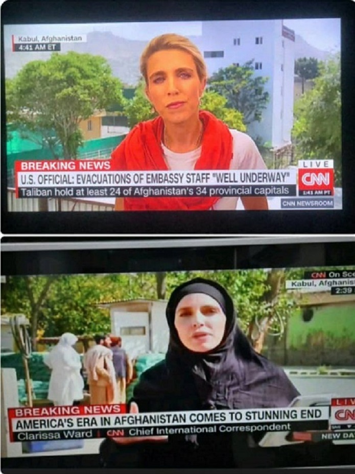 تغییر پوشش خبرنگار زن CNN بعد از تسلط طالبان/ عکس