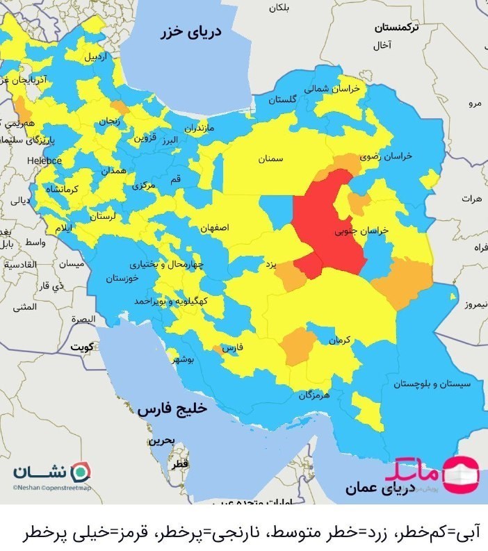 قرمز شدن ۲ شهر در نقشه کرونایی