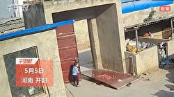 فیلمی از لحظه سقوط وحشتناک درب آهنی روی ۲ کودک و یک سگ/ +16