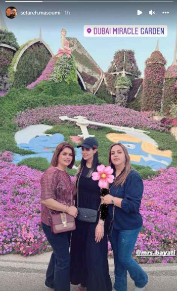 تیپ خاص همسر مهدی قائدی در باغ گیاه دبی + عکس