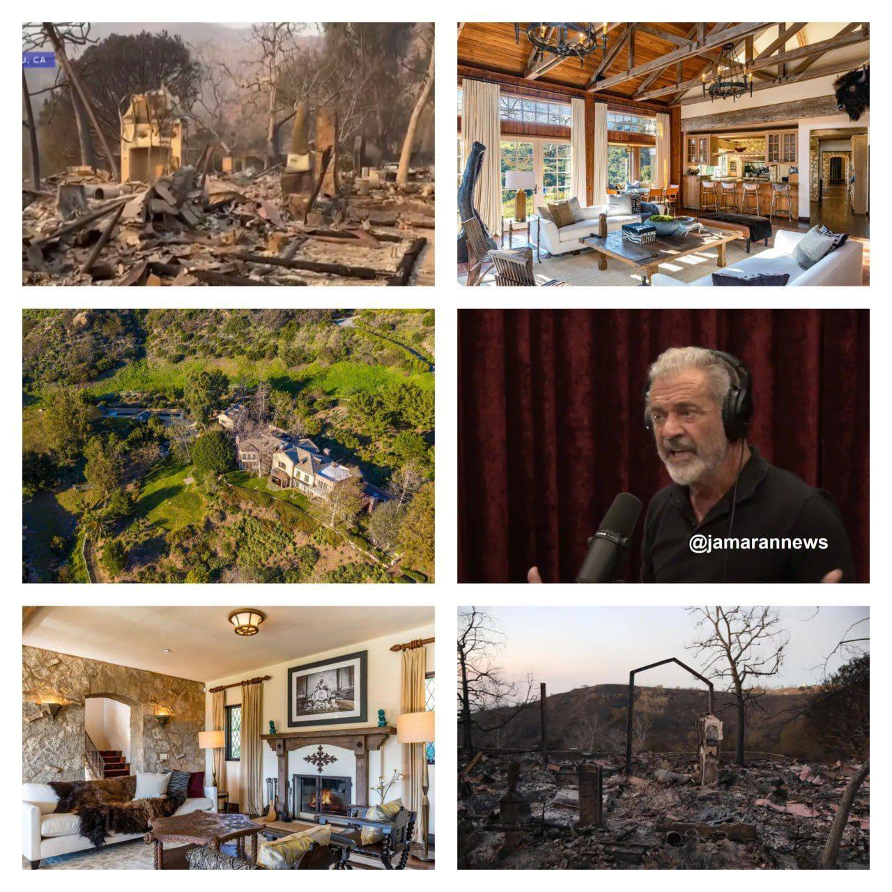 خانه مل گیبسون، بازیگر مشهور هالیوود، سوخت و کاملا خاکستر شد!