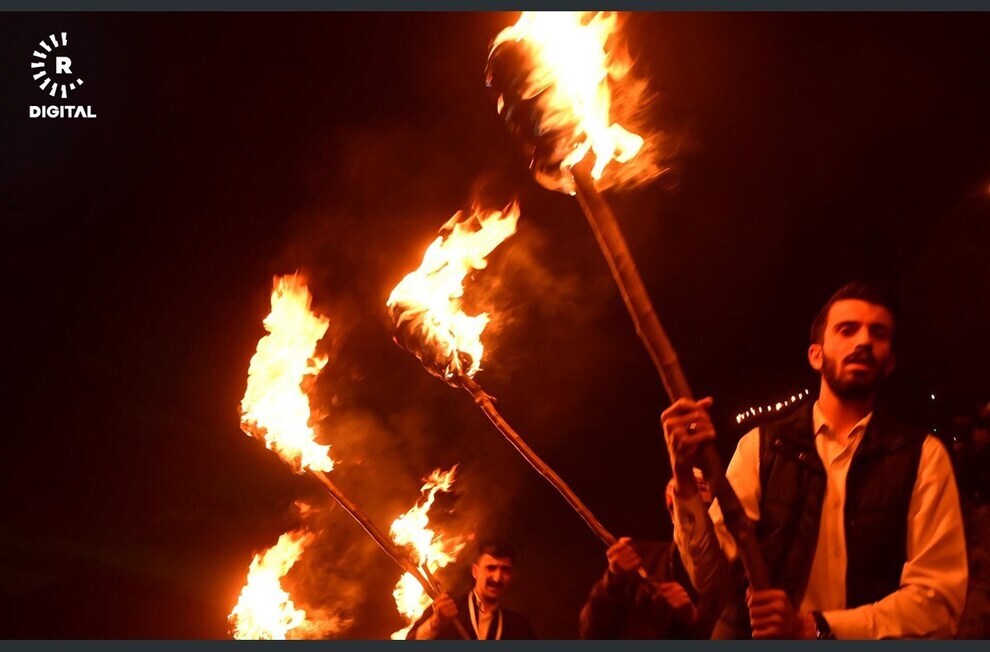 کرد‌ها نوروز را با راهپیمایی مشعل جشن گرفتند