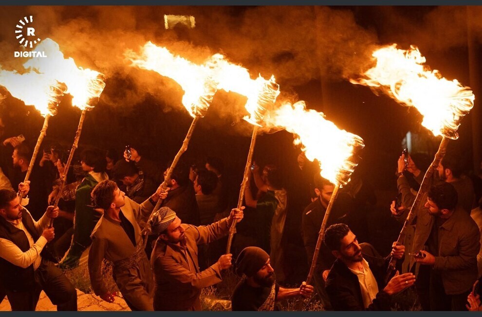 کرد‌ها نوروز را با راهپیمایی مشعل جشن گرفتند