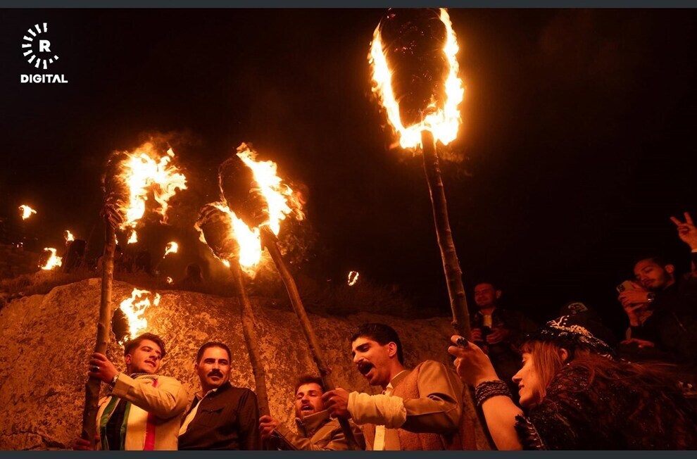 کرد‌ها نوروز را با راهپیمایی مشعل جشن گرفتند